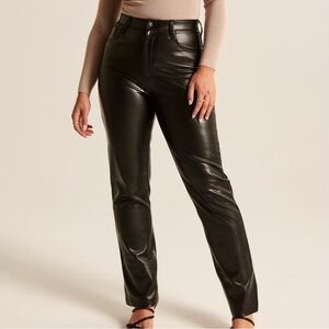 Abercrombie & Fitch Curve Love Vegan Leather 90s Straight Ultra High Rise Pants